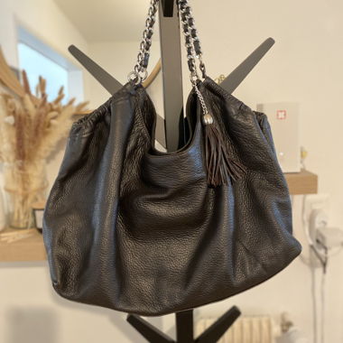 Leather purse dark brown (big)