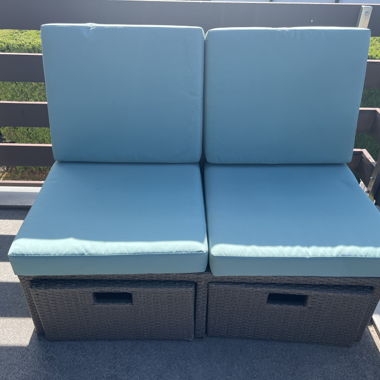 Garden bench with cushions