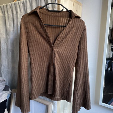 Camicia marrone a coste