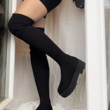 Overknee Plateau Boots Black