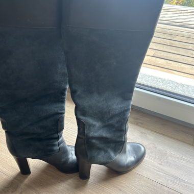 Bottes Chloé gris-bleu cuir et daim 38.5