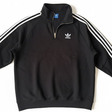 Felpa nera Adidas con mezza cerniera
