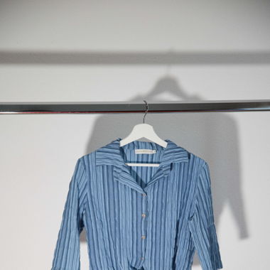 Smock Bluse blau, gestreift
