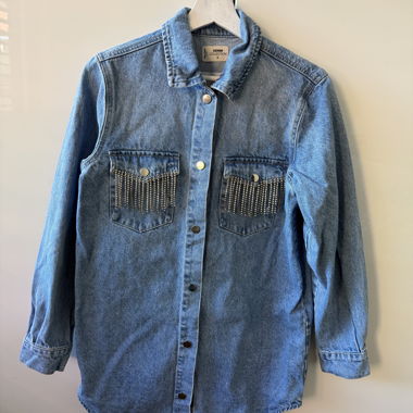 Camicia di jeans con frange gioiello Tg. S