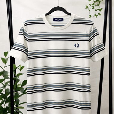 T-shirt Fred Perry a righe bianche