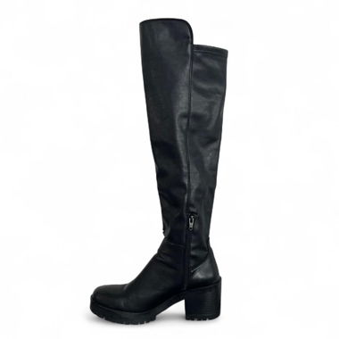 Black Leather Knee Boots