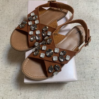 Brown sandals with jewel stones