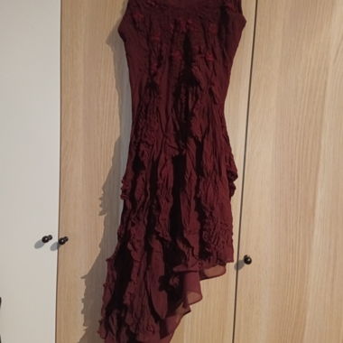 Asymmetrical burgundy dress