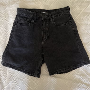 Black denim shorts