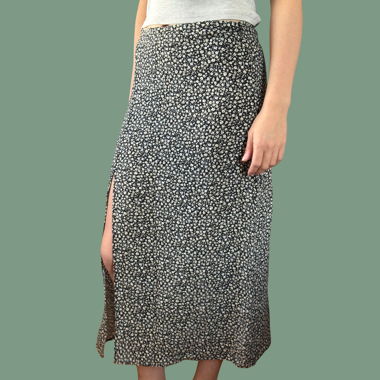H&M Geblümter Midi-Rock schwarz/weiss Grösse 38 
