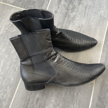 2000s Just Cavalli Leather Python Chelsea Boots 