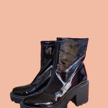 Lacquered Faux Leather Boots