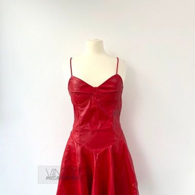 Rotes Lederkleid Fetisch Rave Lack Vinyl