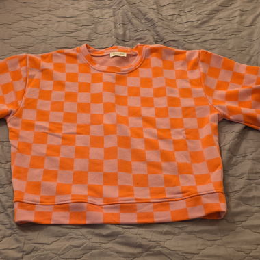 Felpa arancione a quadri