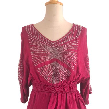 Beaded Boho Top embroidery Size 38 (Elastic Waist)