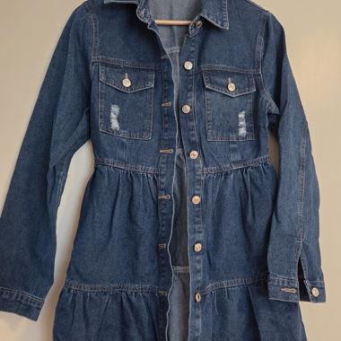 Denim dress with button placket