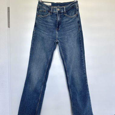 Jeans évasés raccourcis Zara taille haute bleu 36 S