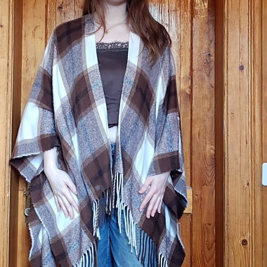 Checkered Fringe Cardigan