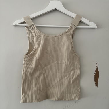Canotta beige a coste