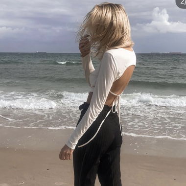White cut-out crop top