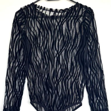 bodysuit black mesh patterns S 36