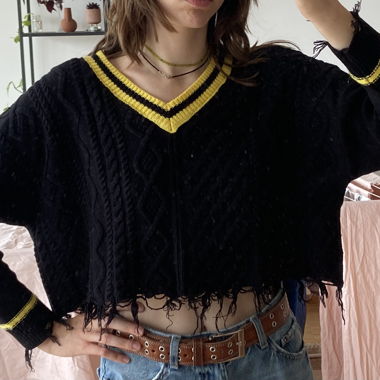 Maglione Nero Collo a V