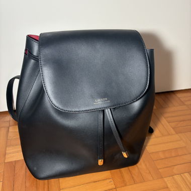 Lauren Ralph Lauren black leather backpack
