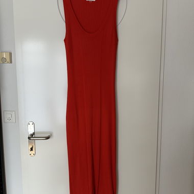 Vestito canotta a coste rosso