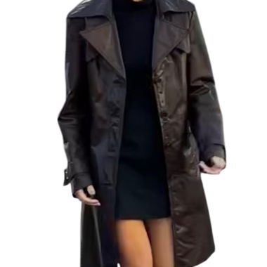 Manteau en cuir véritable vintage marron de Leonardo