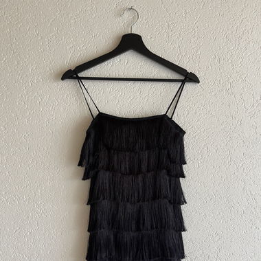 Bershka Black Fringe Mini Dress