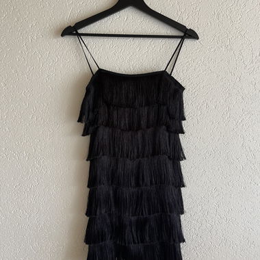 Bershka Black Fringe Mini Dress