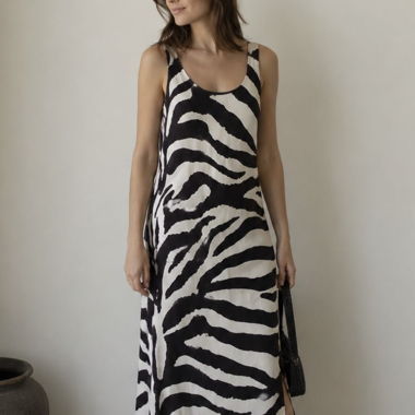 Robe midi à imprimé zèbre
