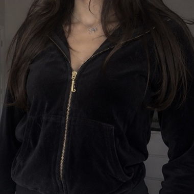 Felpa con zip in velluto nero Juicy Couture