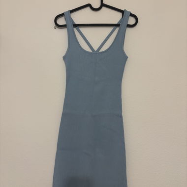 Abito bodycon a coste blu
