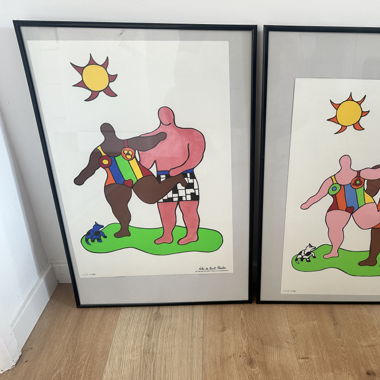 Lot cadre et lithographie  Niki de St Phalle 