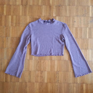Purple long-sleeve crop-top
