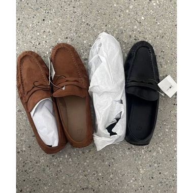 Brown and black loafers set