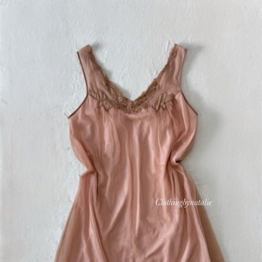 Vintage Braunes Chiffon-Nachthemd (S/M)