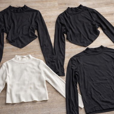 Set of 4 long-sleeve tops black and white