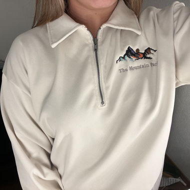 Beiges Quarter-Zip Oberteil