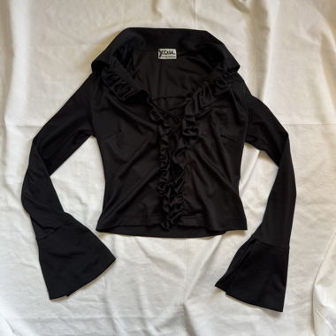 Y2K tied blouse with collar