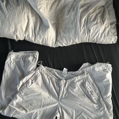 white parachute pants