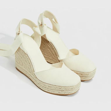 Plateau-Espadrilles mit Kordelband 