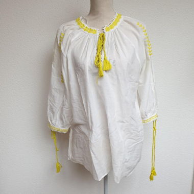 Zara Oversize Shirt White Embroidery