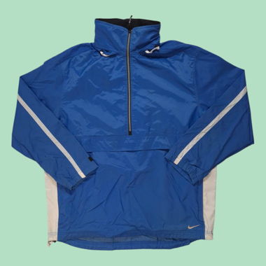 Nike Half Zip Hooded Windbreaker, Blau/Weiss, XL