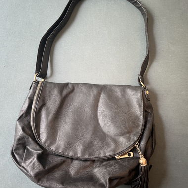 Black faux leather bag