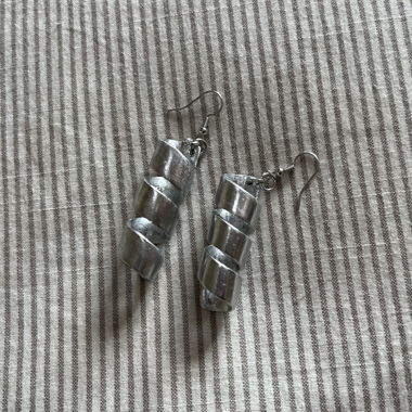 Silver-colored spiral earrings