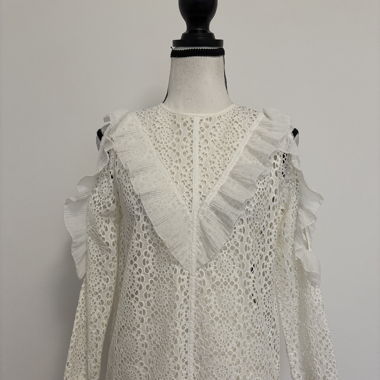 Sandro Boho Bluse aus Spitze Gr. 36 weiss