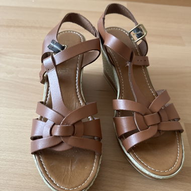 Sandali donna con zeppa in cuoio 5th avenue
