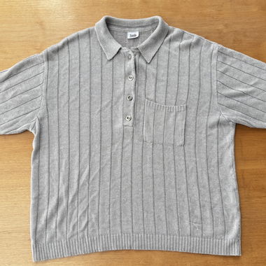 Vintage Strick-Poloshirt von Lucia – Grau, Größe M
